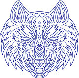 Grey Wolf Head Mono Line
