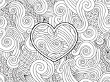 Coloring page with heart and asian wave curl ornament. Happy valentine day love card.