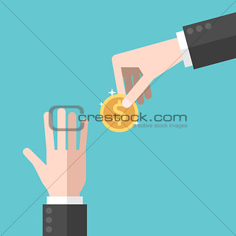 Hand giving coin