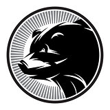 Sport Pattern monochrome logo with bear. vector illustration