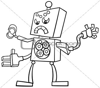 cartoon robot coloring page