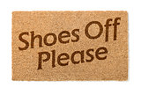 Shoes Off Welcome Mat On White
