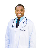 African American Male Doctor Isolated on a White Background