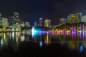 Kuala Lumpur Night Skyline from KLCC Park