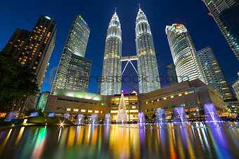Kuala Lumpur Skyline by Symphony Lake at Night