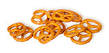 Pile crunchy pretzels with salt