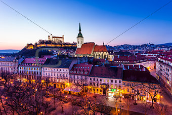 Night panorama of Bratislava city