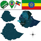 Map of Ethiopia with Named Regions