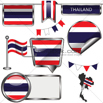 Glossy icons with flag of Thailand