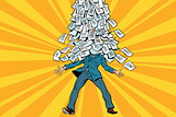 businessman and bureaucracy, a mountain of paperwork