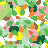 Seamless pattern with colored leaves and blots in grunge style.