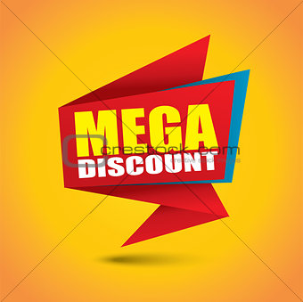 Mega discount price bubble banner in vibrant colors