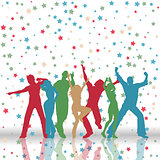 Party people on stars pattern background