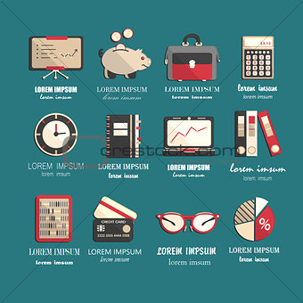 Bookkeeping vector flat icons.