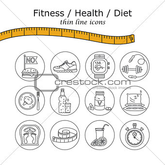 Weight Loss, Diet icons set.