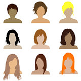 Collection of women with different types of hairstyle