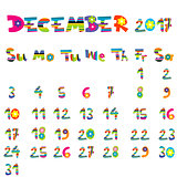 December 2017 calendar 