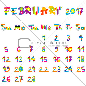 February 2017 calendar