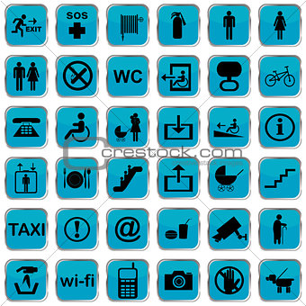 International service icons blue buttons