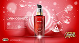 Digital vector red glass cosmetic container
