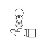 Hand with keys line icon