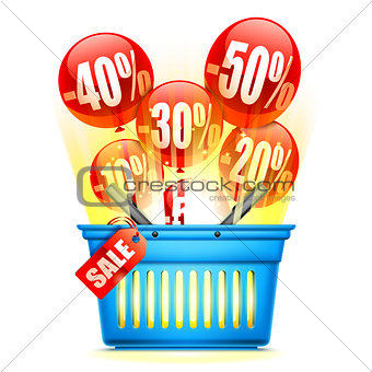 Shopping Basket with Sale Anouncement