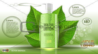 Digital vector green glass skin care lotion
