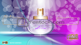 Digital vector purple and blue glass perfume