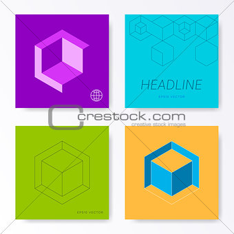 Minimalist square card cover design templates