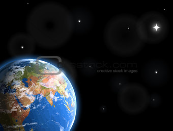 Illustration of space and stars. Vector
