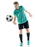 one soccer player man standing isolated white background
