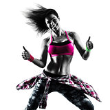 woman zumba fitness exercises dancer dancing isolated silhouette