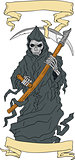 Grim Reaper Scythe Scroll Drawing