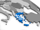 Greece on globe with flag