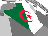 Algeria on globe with flag