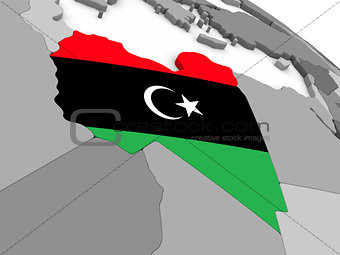 Libya on globe with flag
