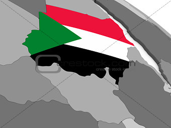 Sudan on globe with flag