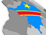 Democratic Republic of Congo on globe with flag