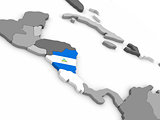 Nicaraqua on globe with flag