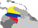 Colombia on globe with flag