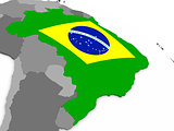 Brazil on globe with flag