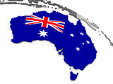 Australia on globe with flag