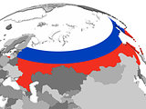 Russia on globe with flag