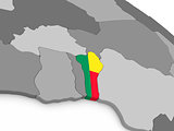 Benin on globe with flag
