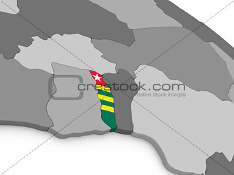 Togo on globe with flag