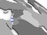 Israel on globe with flag