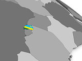 Rwanda on globe with flag
