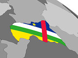 Central Africa on globe with flag