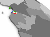 Equatorial Guinea on globe with flag