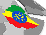 Ethiopia on globe with flag